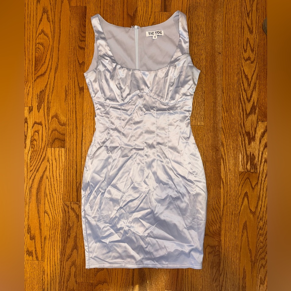 Tic Toc Silver/Purple Satin Dress